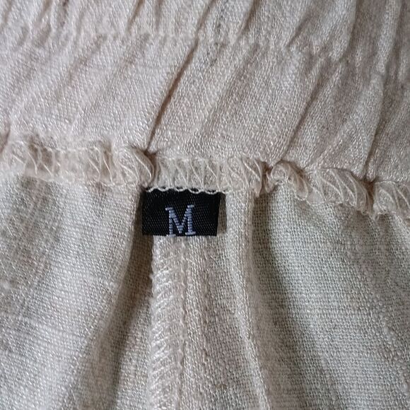 Women's Cream Linen Blend Wide-Leg Pants - Picture 4 of 5